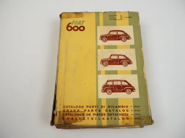 Fiat 600 Ersatzteilkatalog Catalogo parti di ricambio Spare Parts Catalog 1960