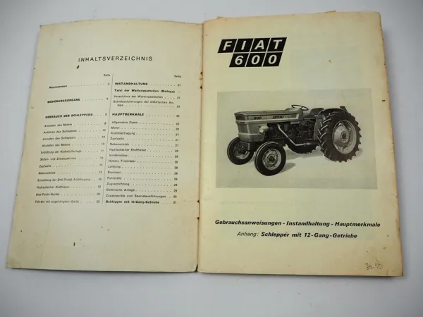 Fiat 600 Traktor Betriebsanleitung Bedienung Wartung Schaltplan Elektrik 1971