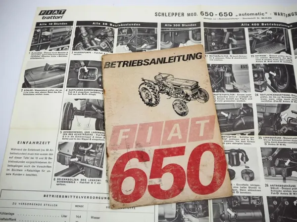 Fiat 650 + automatic Traktor Betriebsanleitung Bedienung Wartung Schaltplan Elektrik
