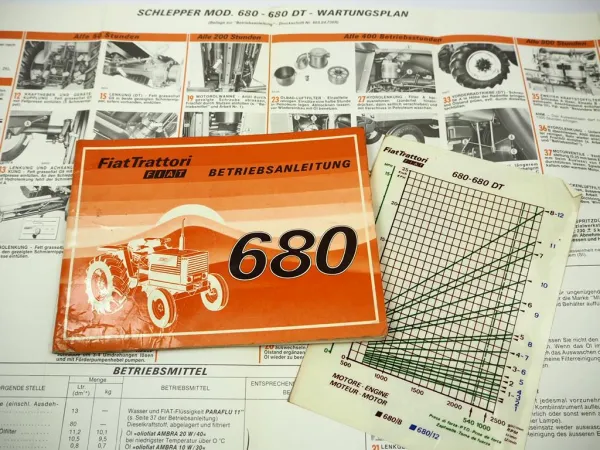 Fiat 680 680DT Traktor Betriebsanleitung Bedienung Wartung Schaltplan Elektrik 1978