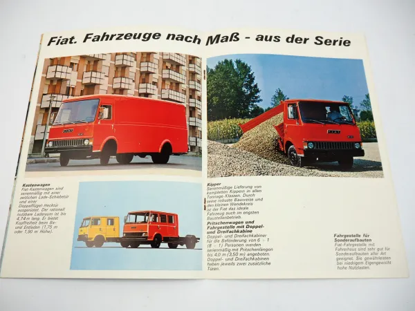 Fiat 80NC LKW Kastenwagen Pritschenwagen Kipper Prospekt 1970er Jahre