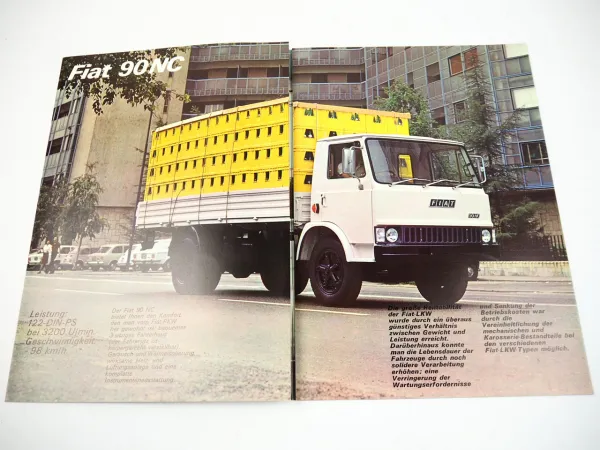 Fiat 90NC Pritschenwagen LKW Prospekt 1970er Jahre