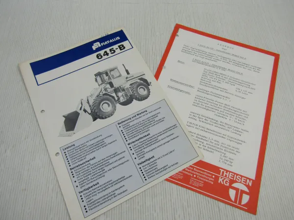 Fiat Allis 645B Schaufellader Prospekt Angebot 1975/79