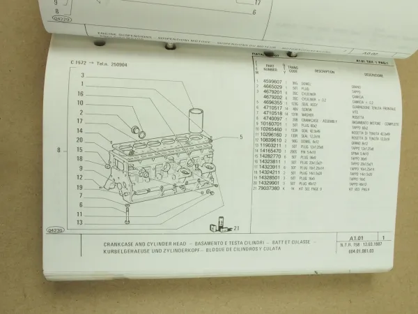 Fiat-Allis Fiatallis FD7 Dozer Ersatzteilliste Parts Catalog Parti ricambio 87