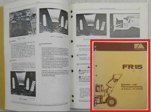 Fiat-Allis Fiatallis FR15 Radlader Bedienungsanleitung Parts List 1980er Jahre
