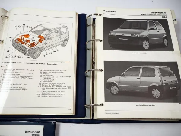 Fiat Cinquecento Werkstatthandbuch Reparaturanleitung + Elektrik 1992 - 1996