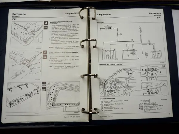 Fiat Cinquecento Werkstatthandbuch Reparaturanleitung + Elektrik 1992 - 1996