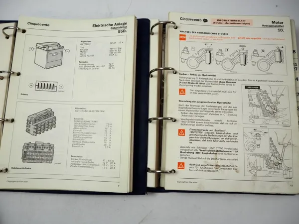 Fiat Cinquecento Werkstatthandbuch Reparaturanleitung + Elektrik 1992 - 1996