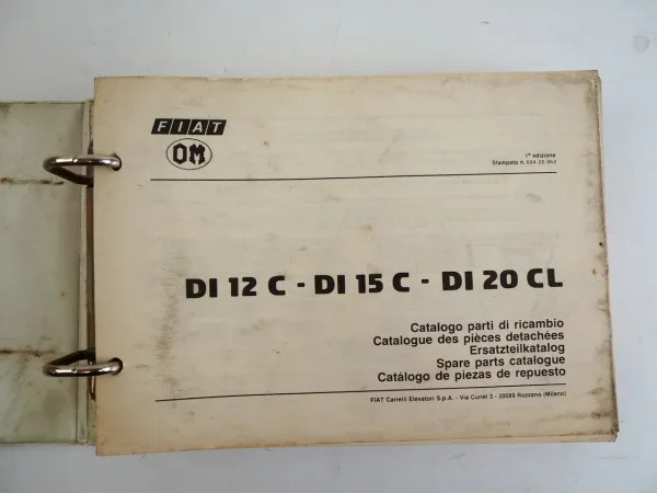 Fiat DI12C DI15C DI20CL Stapler Ersatzteilliste Catalogo parti di ricambio 1988