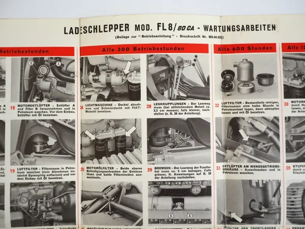 Fiat FL8 80 CA Betriebsanleitung 1964 Kettenschlepper Bedienung Wartung