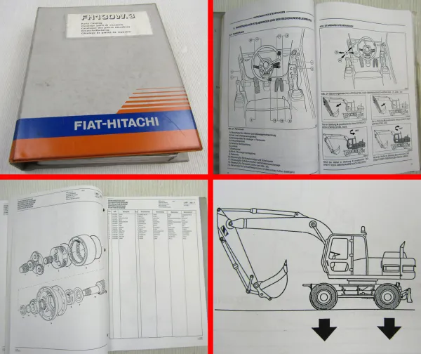 Fiat-Hitachi FH130W.3 Ersatzteilliste Bedienungsanleitung von 95/96 Schaltpläne