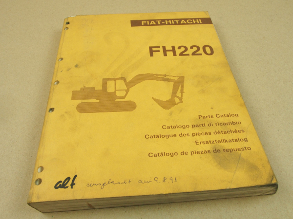 Fiat Hitachi FH220 Excavator Spare Parts List Catalogo Parti di ricambi 1988