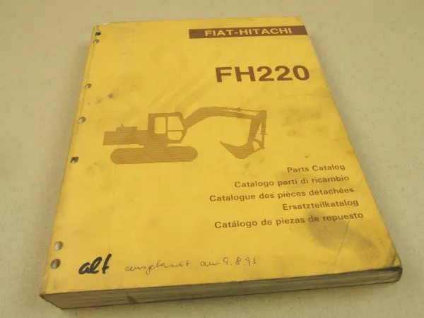 Fiat Hitachi FH220 Excavator Spare Parts List Catalogo Parti di ricambi 1988