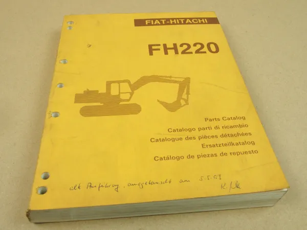 Fiat Hitachi FH220 Excavator Spare Parts List Catalogo Parti di ricambi 1989