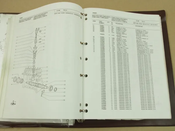 Fiat Hitachi FH220 Excavator Spare Parts List Catalogo Parti ricambi 7/1989
