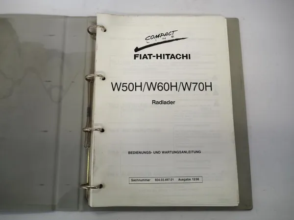 Fiat Hitachi W50H W60H W70H Radlader Betriebsanleitung Wartung Bedienung Schaltplan 1998