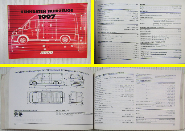 Fiat Kenndaten Nutzfahrzeuge 1997 Handbuch Panda Van Punto Van Scudo Ducato