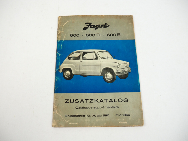 Fiat Neckar Jagst 600 600D 600E Zusatzkatalog Ersatzteilkatalog 1964