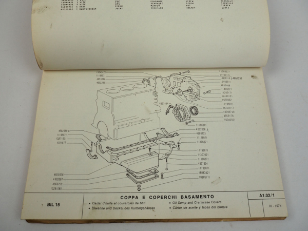 Fiat OM BIL15 Gabelstapler Ersatzteilkatalog Spare Parts List 1974