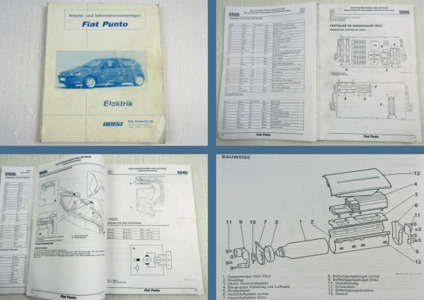Fiat Punto Elektrik Arbeits- und Informationsunterlage Schulung Service 1999