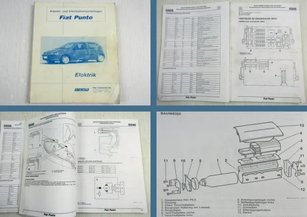 Fiat Punto Elektrik Arbeits- und Informationsunterlage Schulung Service 1999