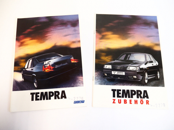 Fiat Tempra 2x Prospekt mit technischen Daten Zubehör 1990