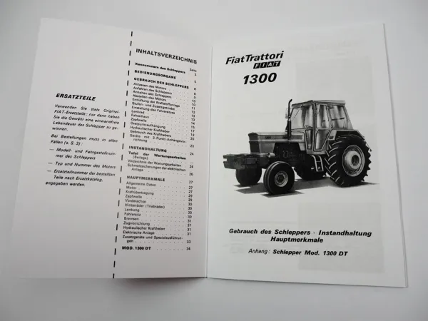 Fiat trattori 1300 1300DT Betriebsanleitung Bedienungsanleitung Wartung 1975