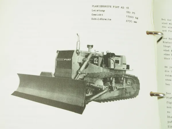 Fiat trattori AD BD 18 Planierraupe Schulung Reparatur Werkstatthandbuch 1970
