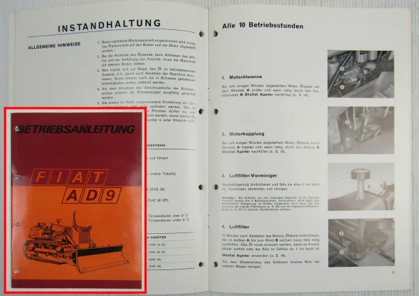 Fiat trattori AD9 Planierraupe Betriebsanleitung Bedienungsanleitung 1973