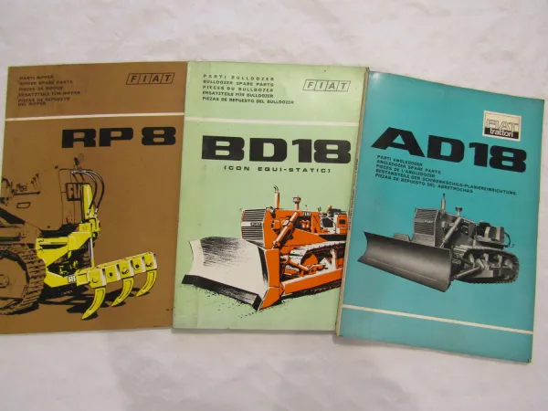Fiat trattori Angledozer Bulldozer AD BD 18 + Heckaufreißer RP8 Ersatzteillisten