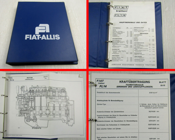Fiat trattori FL14 Laderaupe Hauptmerkmale und Daten Technisches Handbuch 2/1970