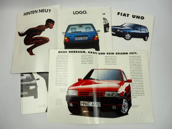 Fiat Uno DS Selecta SX Turbo Racing PKW 8x Prospekt 1989/92