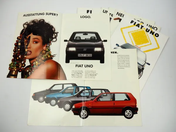 Fiat Uno DS Selecta SX Turbo Racing PKW 8x Prospekt 1989/92