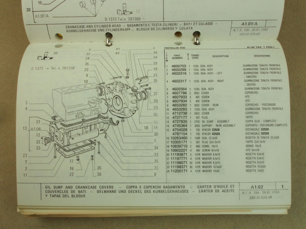 FiatAllis FD5 Planierraupe Ersatzteilliste Parts Catalog Parti ricambio 1990