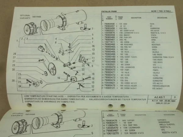 FiatAllis FR20B Schaufellader Ersatzteilliste Parts Catalog Parti ricambio 1988