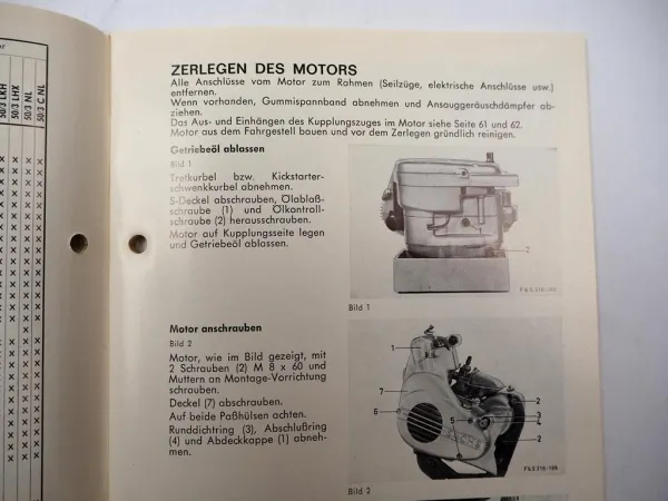 Fichtel & Sachs 50/3 ML MLA MLK LKH LH NL Motor Werkstatthandbuch Reparatur 1972