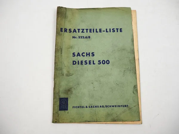 Fichtel Sachs 500 Dieselmotor Ersatzteilliste 1960er Jahre