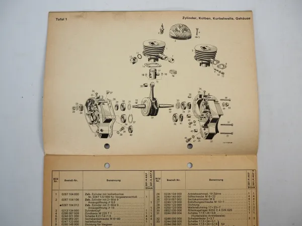 Fichtel Sachs 501/4 AKF AKFX Motor Ersatzteilliste Ersatzteilkatalog 1969