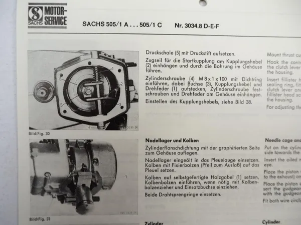 Fichtel Sachs 505 1A 1ANL 1B 1C Motor Werkstatthandbuch Reparaturanleitung 1975