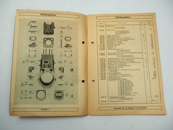 Fichtel Sachs Diesel 500 Motor Ersatzteilliste Preisliste1956