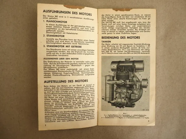Fichtel Sachs Stamo 360 Handbuch Bedienungsanweisung Bedienungsanleitung 1955