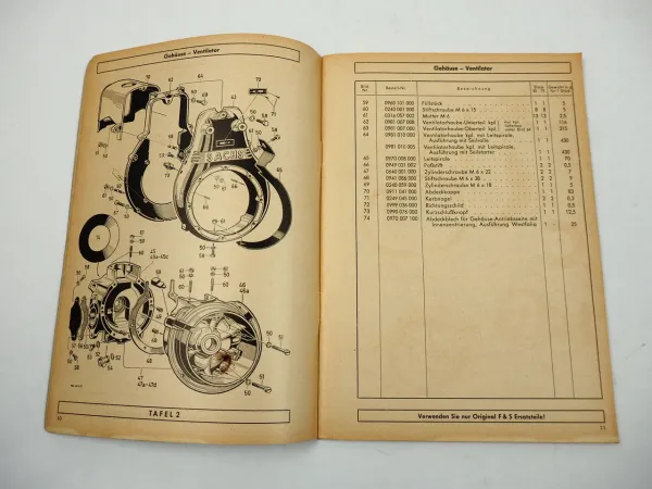 Fichtel Sachs Stamo 50 75 Ersatzteilliste 1960er Jahre