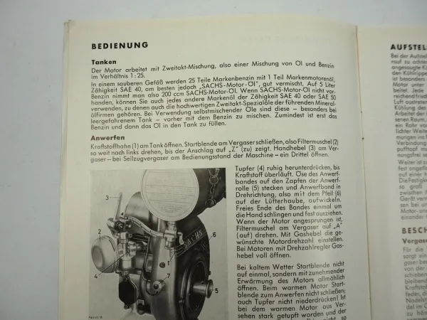 Fichtel Sachs Stamo 50 Motor Handbuch Bedienungsanleitung Wartung