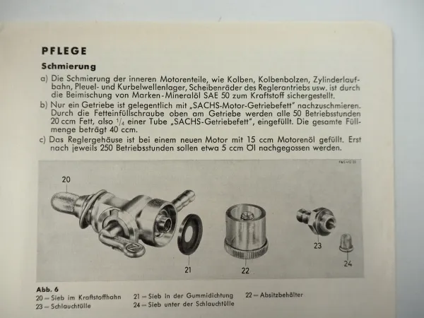 Fichtel Sachs Stamo 50 Motor Handbuch Bedienungsanleitung Wartung