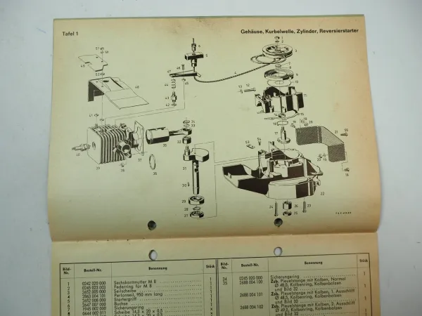 Fichtel Sachs Stamo SB 93 Motor Rasenmäher Werkstatthandbuch Ersatzteilliste