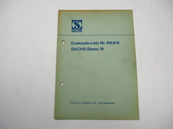 Fichtel Sachs Stamo ST 76 Motor Ersatzteilliste Ersatzteilkatalog 1967