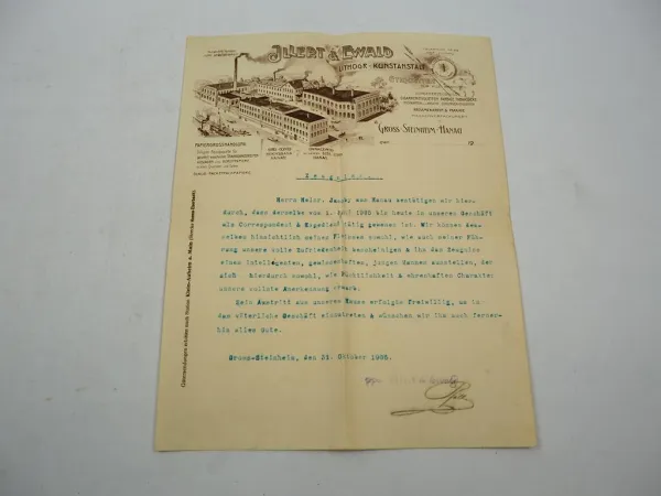 Firmenbrief Illert & Ewald Lithograph. Kunstanstalt Gross Steinheim Hanau 1906