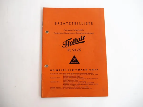 Flottmann Flottair 35 50 65 Kompressoranlage Ersatzteilliste