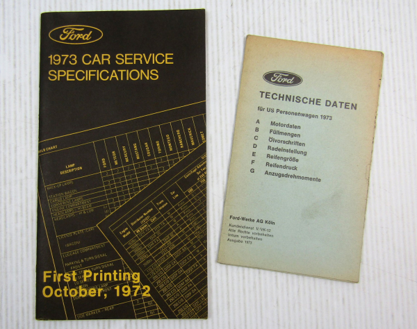 Ford 1973 Car Service Specifications US Personenwagen Technische Daten