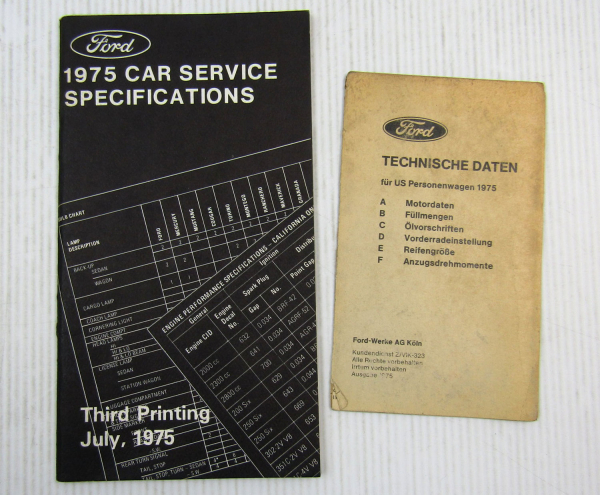 Ford 1975 Car Service Specifications US Personenwagen Technische Daten